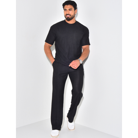 Ensemble texturé pantalon et t-shirt à poche