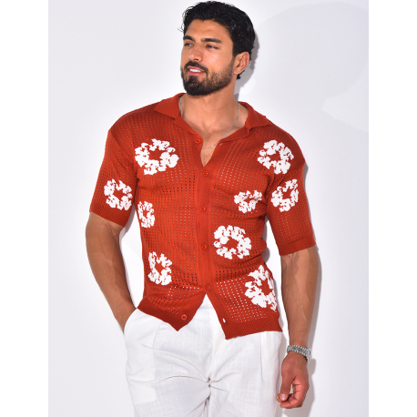 Chemise ajourée à fleurs