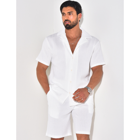 Ensemble short et chemise texturé