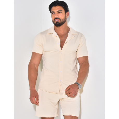 Ensemble short et chemise texturé