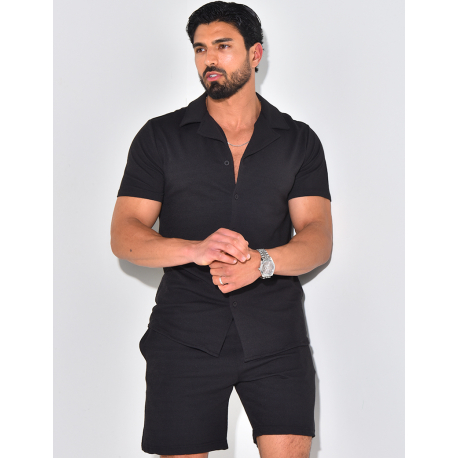 Ensemble short et chemise en matière éponge