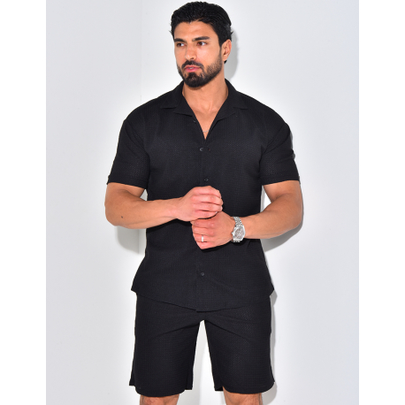 Ensemble short et chemise texturé