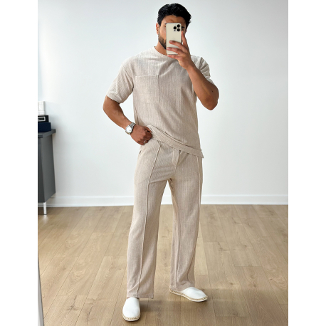 Ensemble texturé pantalon et t-shirt à poche