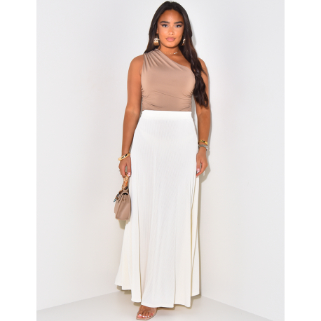 Long, flared skirt in textured fabric