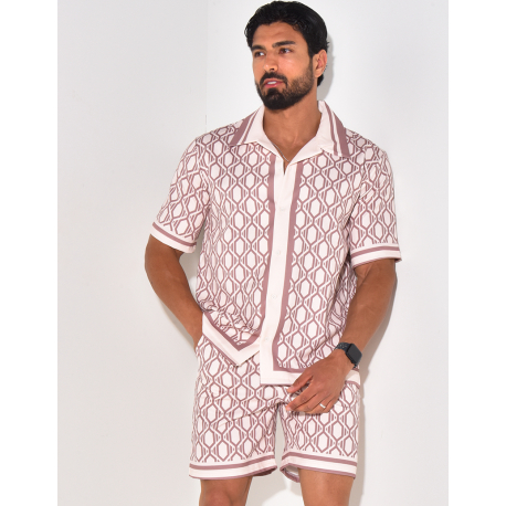 Ensemble short et chemise à motifs