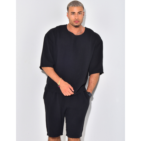 Ensemble short et t-shirt oversize texturé