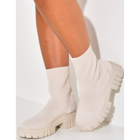 Sock Boots with Lugged Sole