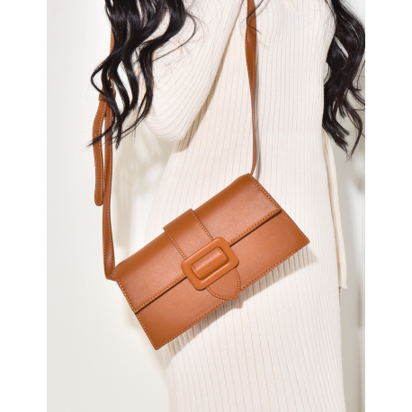   Faux leather handbag with buckle