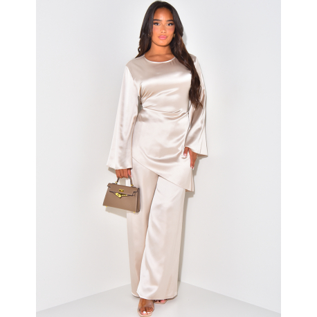 Ensemble pantalon et tunique en satin