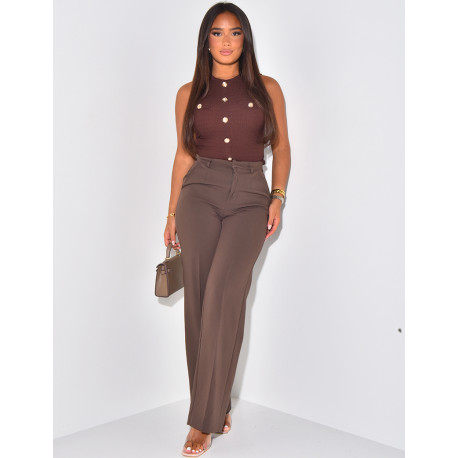 Mottled effect straight-leg tailored trousers