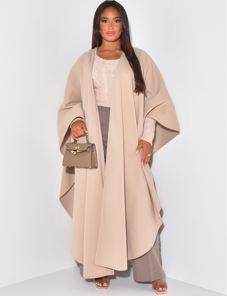 Long cape in textured fabric