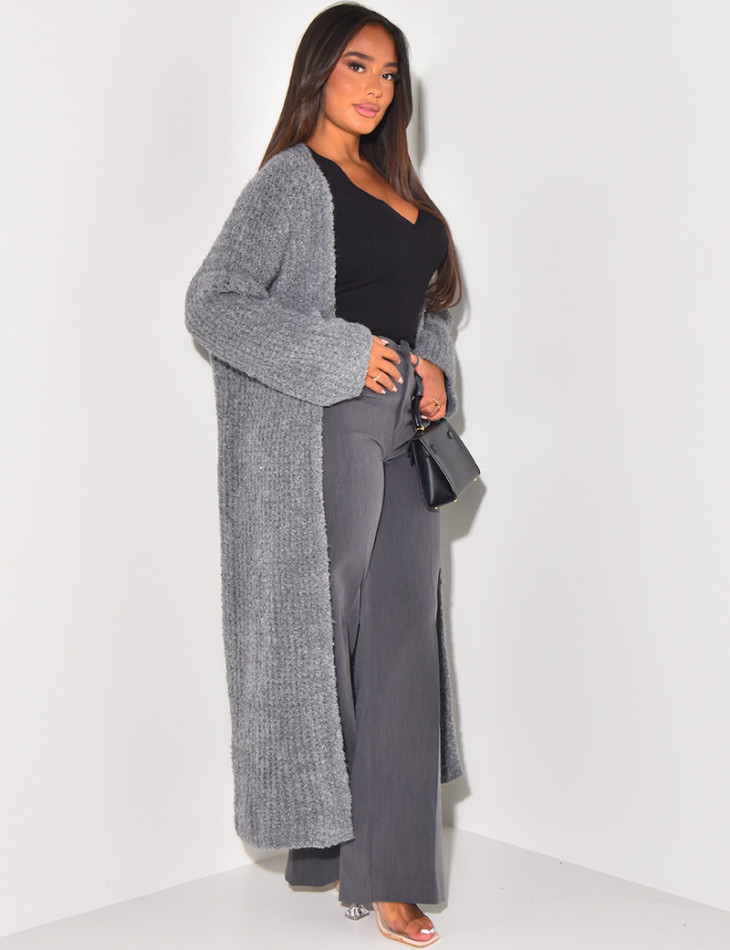 Long, soft knitted cardigan