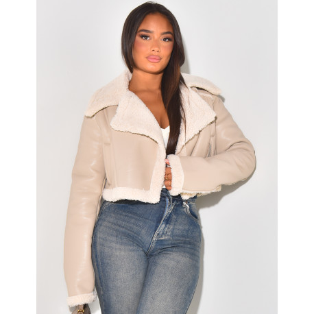 Short bomber with sheepskin lining