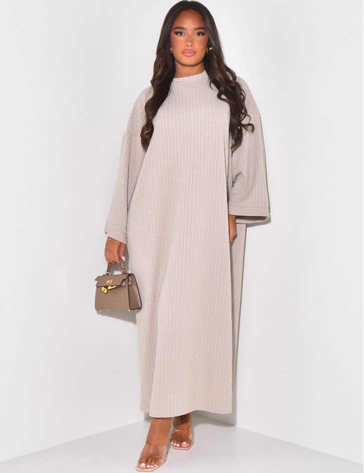 Long & loose ribbed-effect dress