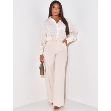 Mottled effect straight-leg tailored trousers