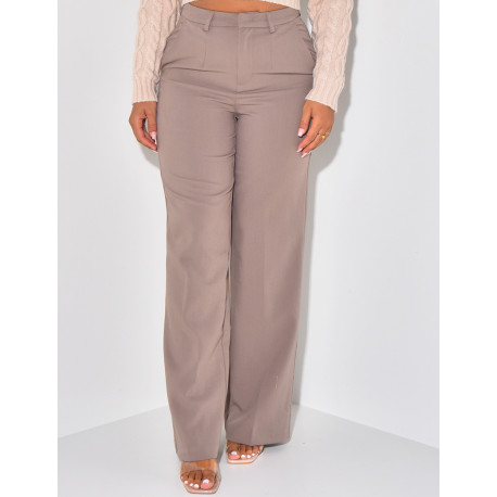 Pantalon de tailleur coupe droite effet chiné