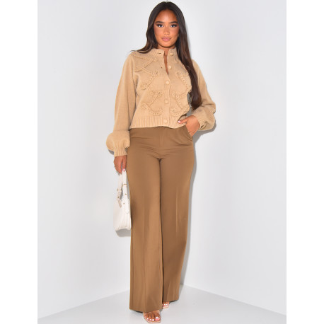 Pantalon de tailleur coupe droite effet chiné