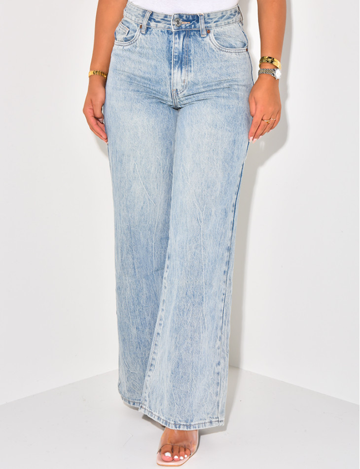 Faded wide-leg jeans