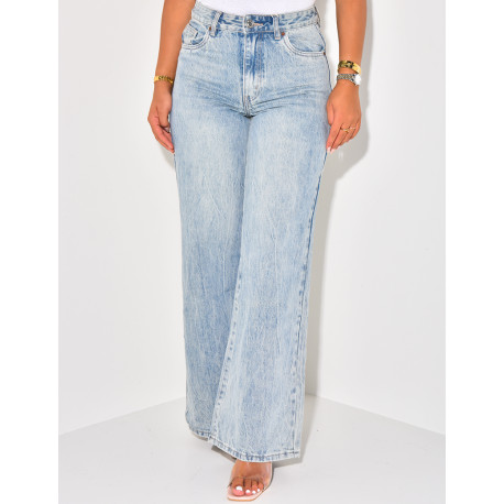 Faded wide-leg jeans