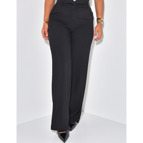 Pantalon de tailleur coupe droite effet chiné