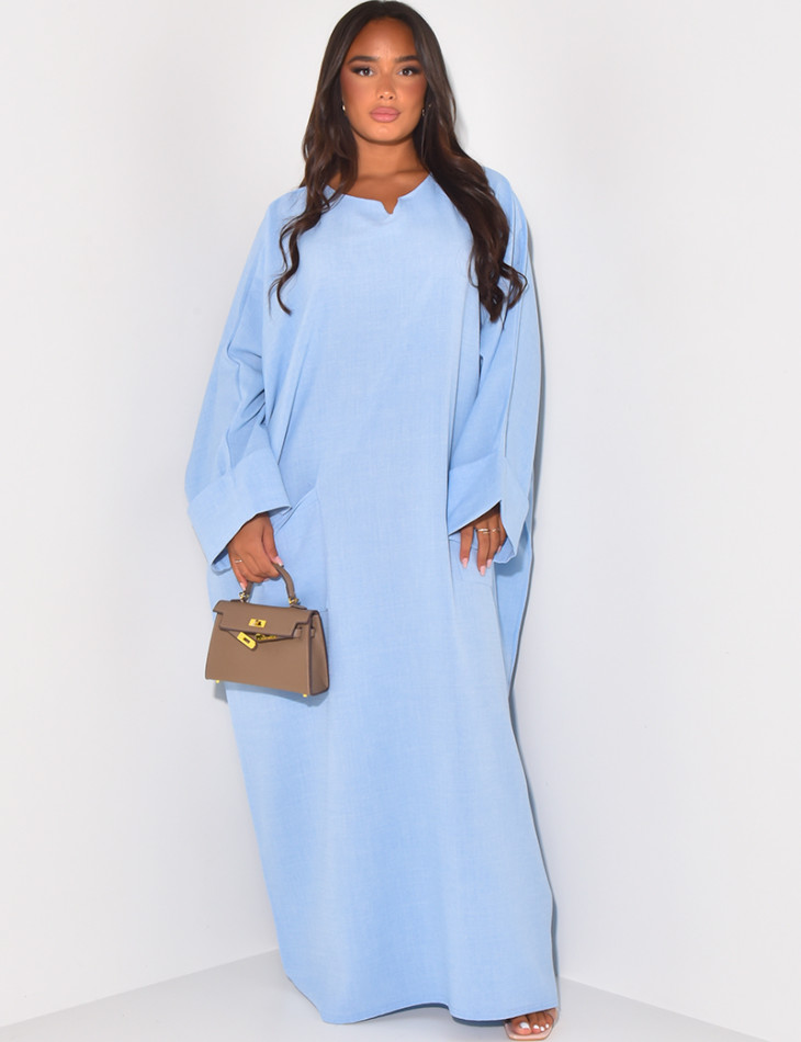 Oversized abaya with slit pockets