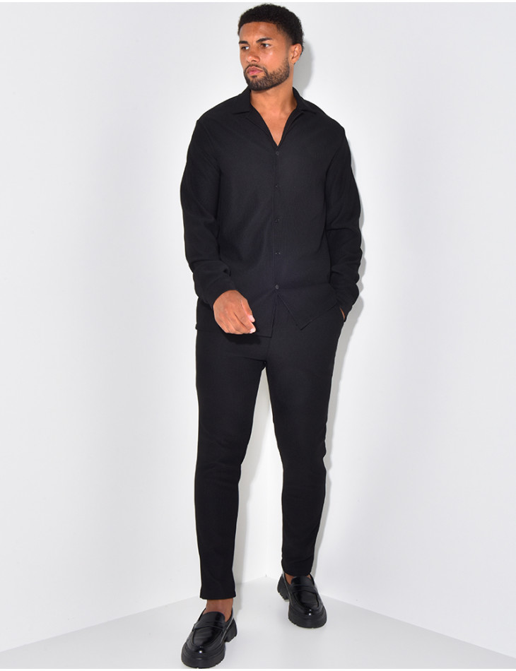 Ensemble pantalon et chemise plissés