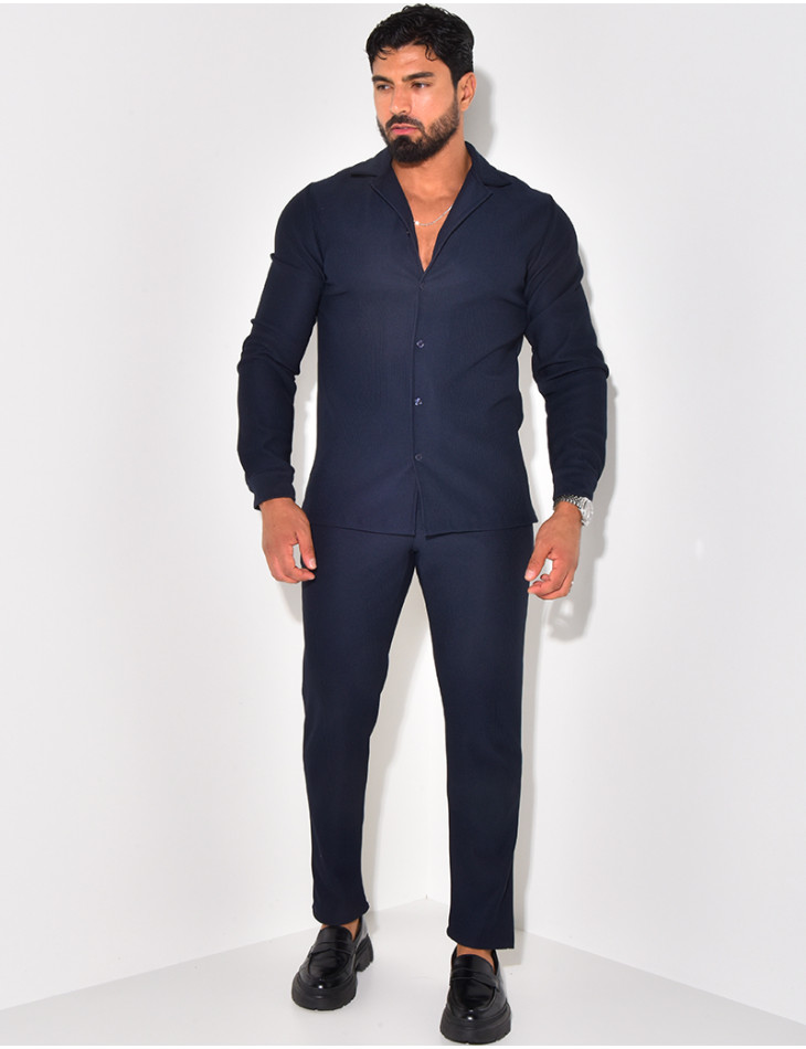 Ensemble pantalon et chemise plissés