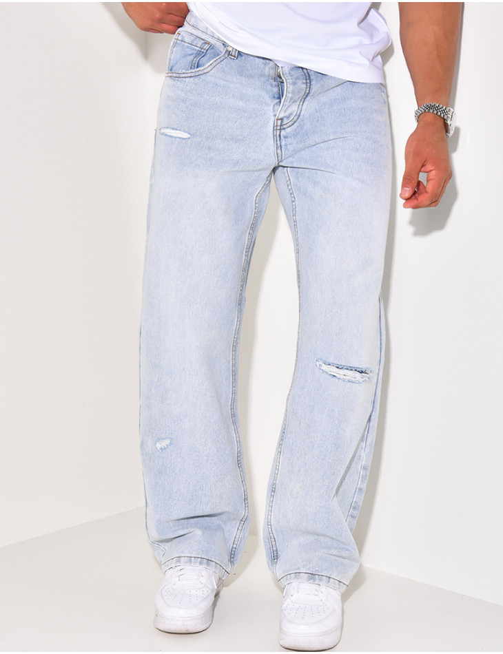 Jeans large bleu