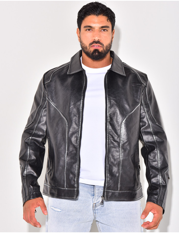 Veste en similicuir homme