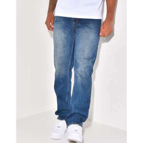 Jeans coupe droite délavé