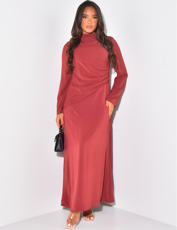 Long asymmetrical pleated dress