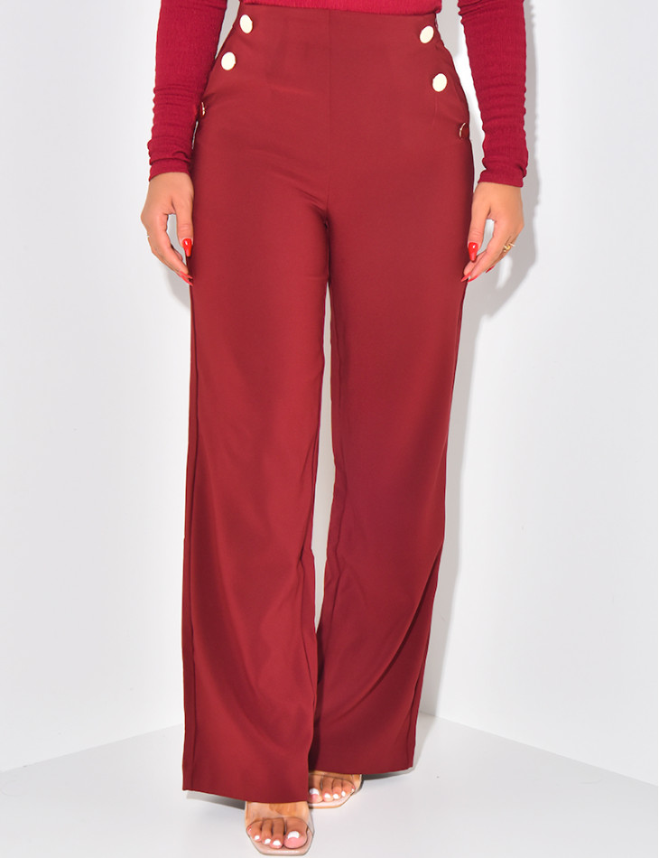 Straight-leg trousers with gold buttons