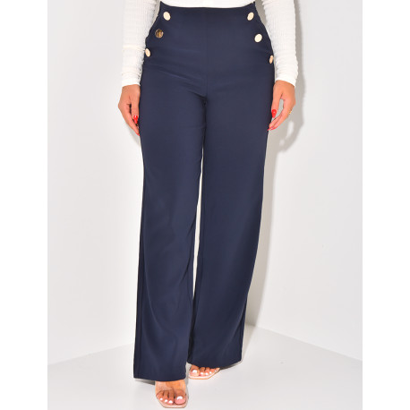 Straight-leg trousers with gold buttons