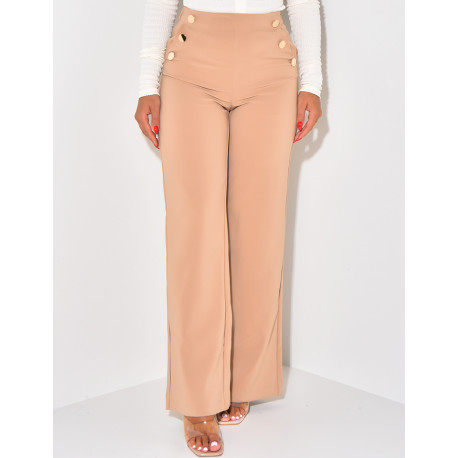 Straight-leg trousers with gold buttons