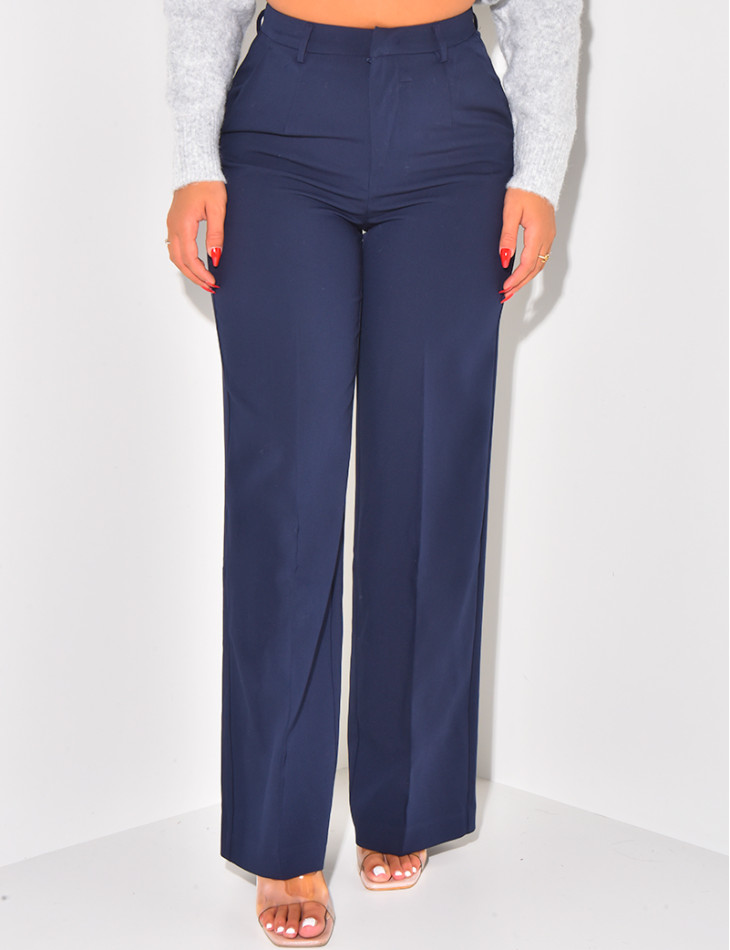 Mottled effect straight-leg tailored trousers