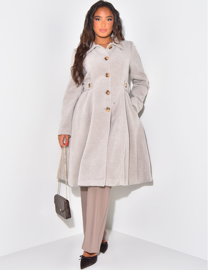 Manteau mi-long chiné évasé