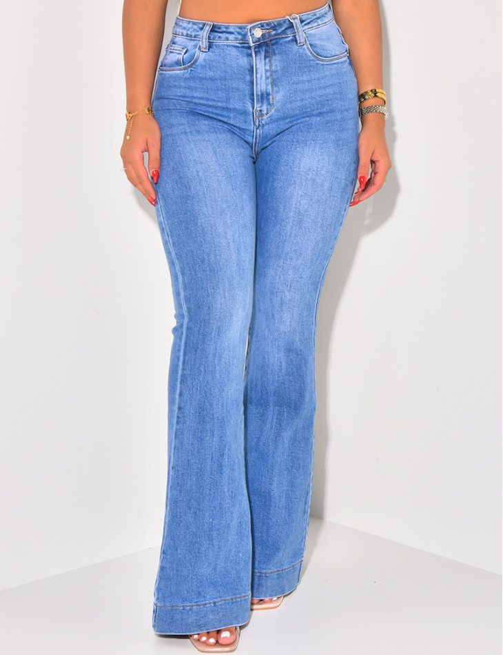 High waist stretchy & flare jeans