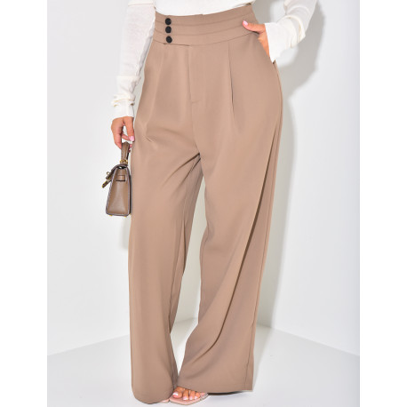 Pantalon de tailleur fluide à boutons