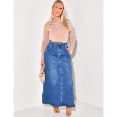 High waist stretchy flared skirt