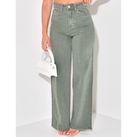 Stretchy high-waisted straight-leg jeans