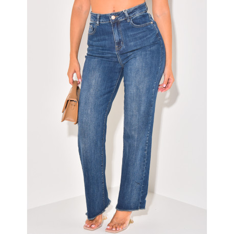 Stretchy high-waisted straight-leg jeans