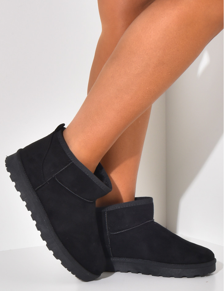 Suede-lined wedge ankle boots