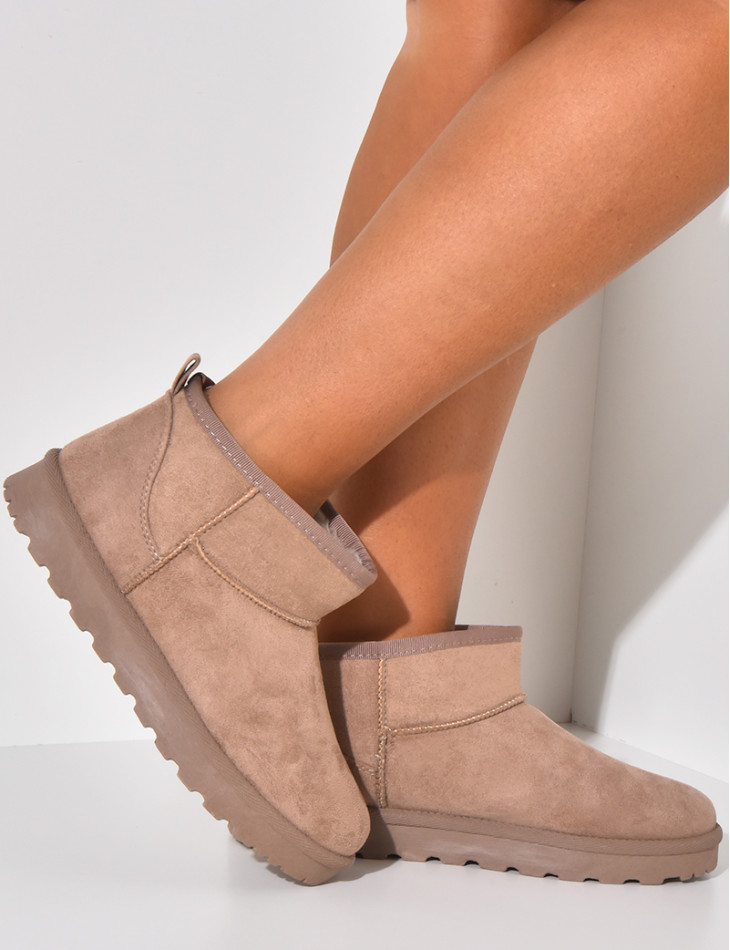 Suede-lined wedge ankle boots