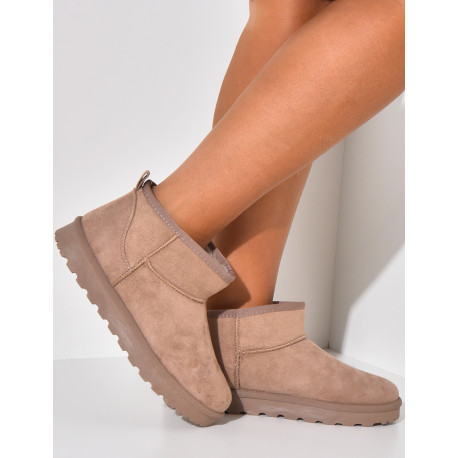 Suede-lined wedge ankle boots