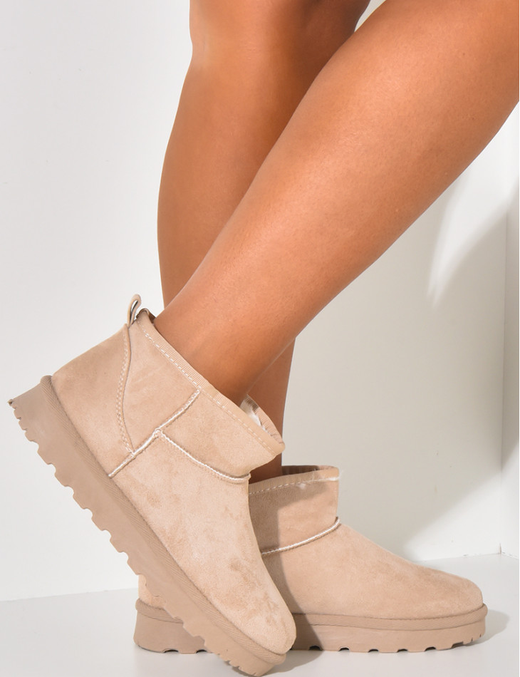 Suede-lined wedge ankle boots