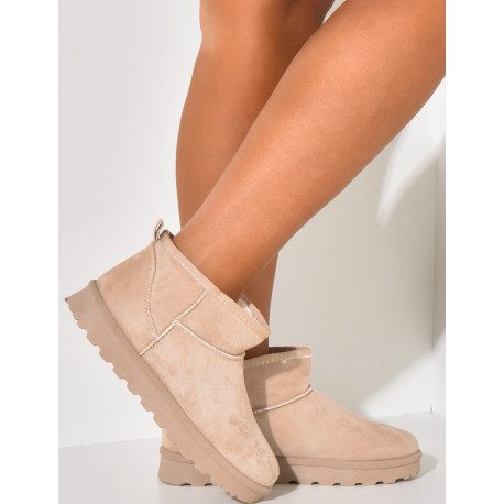 Suede-lined wedge ankle boots