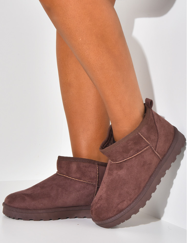 Suede-lined wedge ankle boots