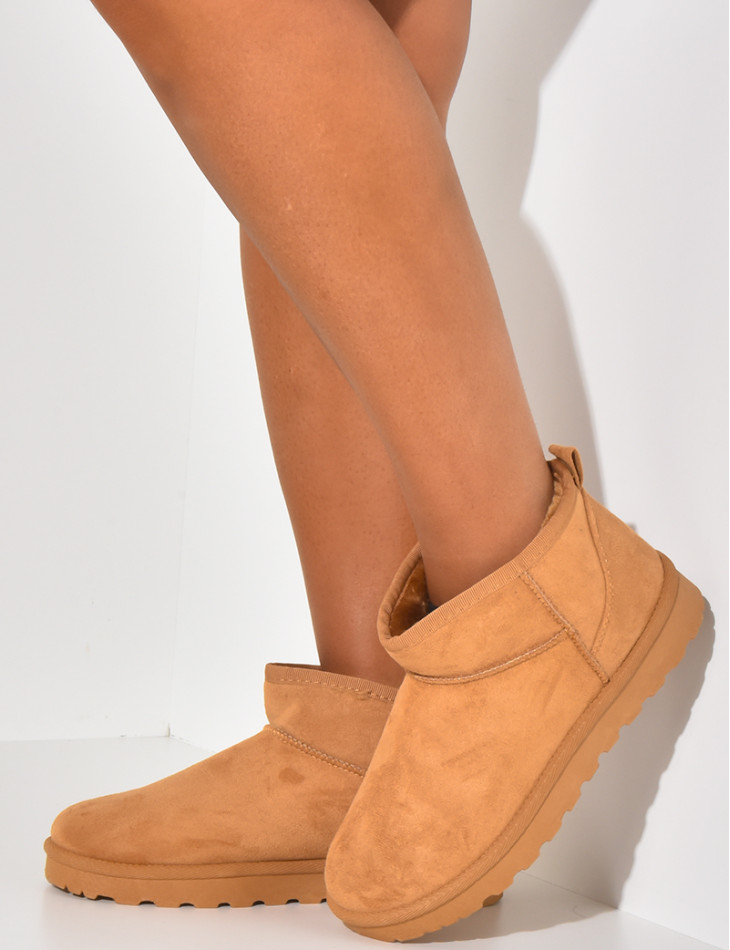 Suede-lined wedge ankle boots