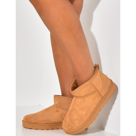 Suede-lined wedge ankle boots