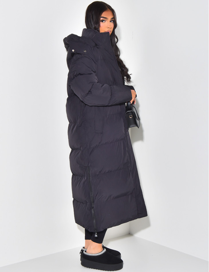 Long down jacket with hood